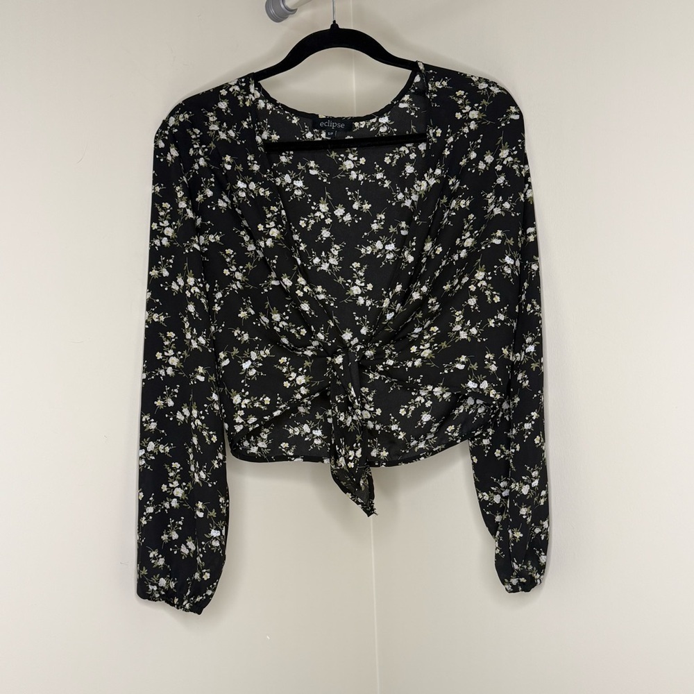 Floral Black and Beige Chiffon Cover Up | Women's Cropped Kimono Light & Flowy